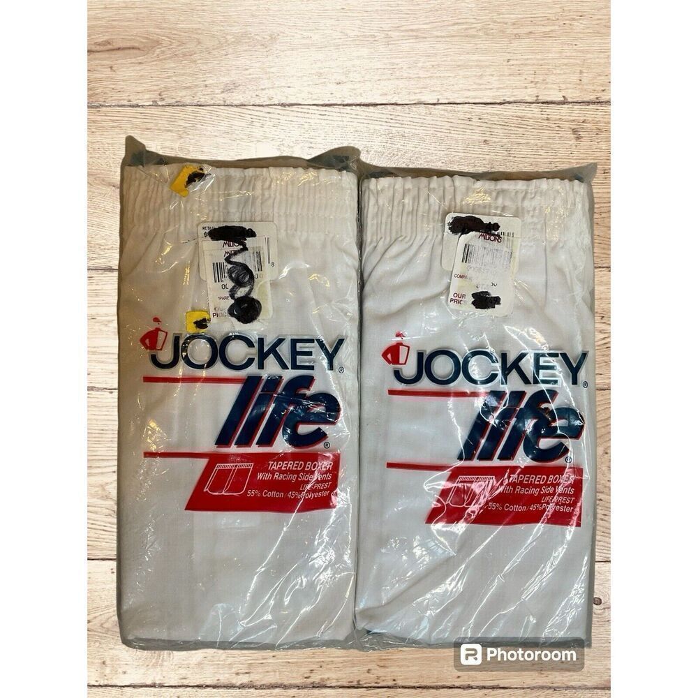Jockey Life Tapered Boxer White Cotton Blend Size 40 Mens 1994